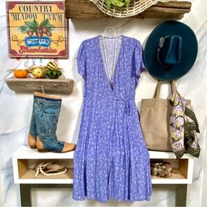 Periwinkle LOVERS boho floral dress w shabby chic prairie vibe